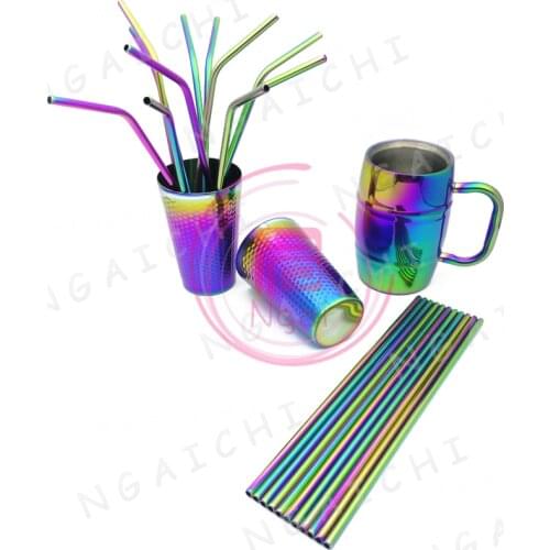Rainbow Mug Water Cup Drink Cup Stainless Steel Beer Drinking Colorful Large Drink-ware Bar Cold Blackpot Yill-caup Scuttle 1pcs