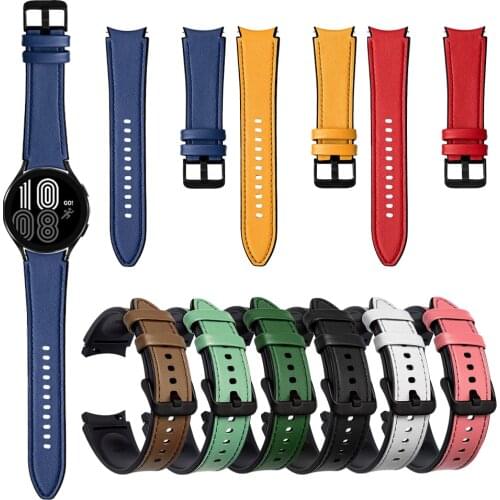 Leather Silicone Strap For Samsung Galaxy Watch 4 Classic 46mm 42mm/Galaxy Watch 4 44mm 40mm Replacement Wrist Band Accessories