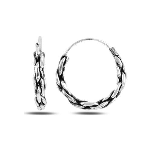 Silver 925 Sterling 18mm Oxidized Ring Earrings