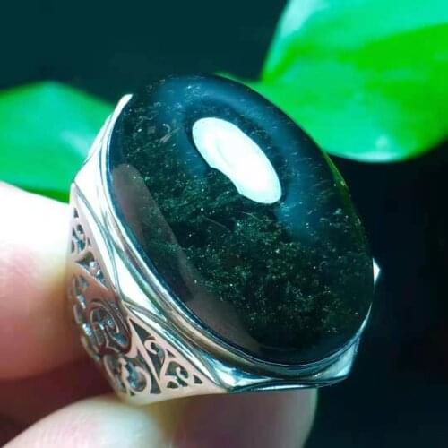 S925 silver Natural Crystal volcanic Burst crystallization Green ghost Perfect green gem Moss crystal joyas de plata joyeria