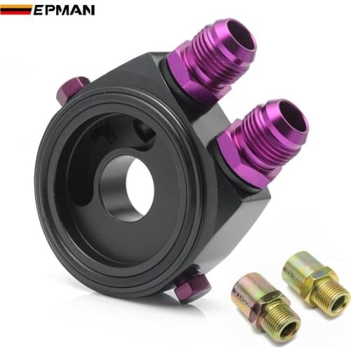 EPMAN Sport M20 X 1.5 AN10/AN8 Oil Filter Sender Sandwich Plate Cooler Adapter+Fitting EP-OL01BK