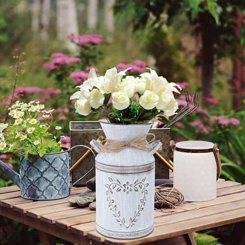 Vintage Flower Vase Home Flower Arrangement Living Room Shabby Deco Metal Nordic Style Home Decoration Ornament Decor Cactus Pot
