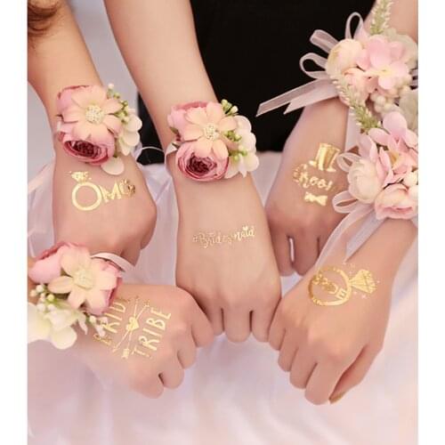 5PCS/Set Waterproof wedding tattoos Bachelorette parties bridal parties golden wedding sticker Wedding stuff sticker T200402