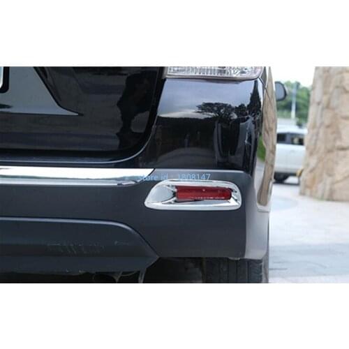Car Body Rear Back Fog Light Lamp Frame Stick Styling ABS Chrome Cover Trim Parts 2pcs For Toyota Highlander 2012 2013 2014