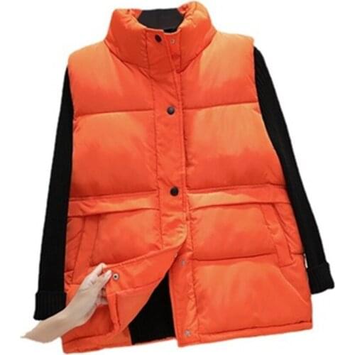 Winter Spring Warm White Vest 2021 Korean Loose Coat Thickening Before Short and Long Waist Cotton Waistcoat Women Puffer Jacket