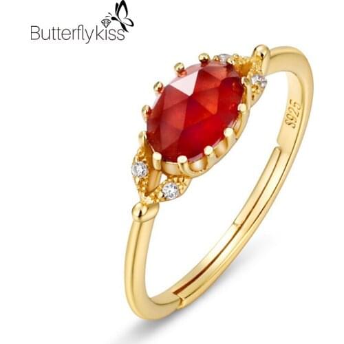 BK Luxury Garnet Women’s Rings Real 925 Sterling Silver Zircon Geometric Elegant Girls Rhombus Wedding Engagement Fine Jewelry