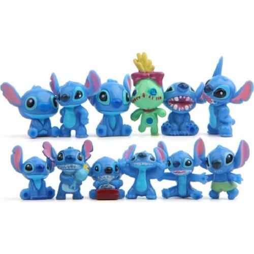 12Pcs /set Disney Lilo & Stitch 2-4CM Action Figure Figurine Anime Cartoons Decoration Collection Toy Model Kids Birthday Gifts