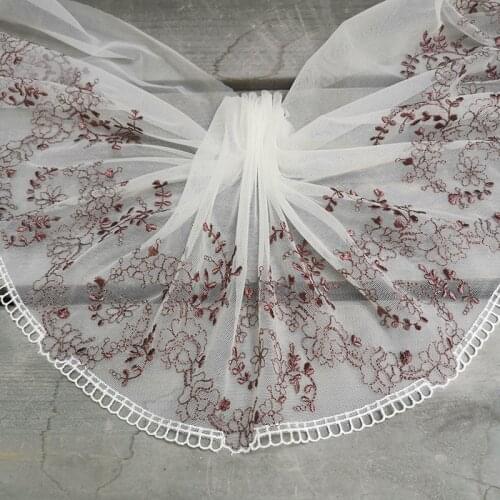 2Meters Flower Embroidered Mesh Lace Trim White Edge Doll Dress Accessories Sewing Crafts Bra Underwear Fabric 19cm Width