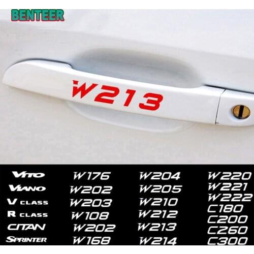 4pcs Reflective Car Door Handle Sticker For Mercedes benz AMG VITO CITAN SPRINTER V-CLASS W124 W204 W205 W108 W213 C200 etc