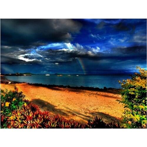 DIY Diamond Painting sea beach scene Home Decoration Full Round Diamond Mosaic Sale Diamond Embroidery Square Stones L351