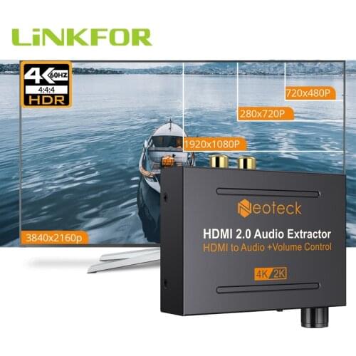 LiNKFOR 4K HD 3D HDMI 2.0 Audio Extractor Volme Control HDMI to Optical TOSLINK SPDIF+3.5mm Headphone Stereo Audio Converter