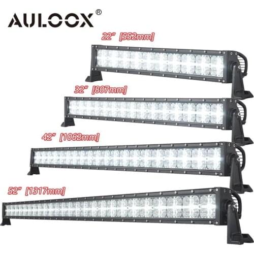 AULOOX 22" - 52" Inch Offroad Led Light Bar 2-Row Spot Flood Combo Beam 4x4 4WD Led Work Light For Auto Truck ATV Niva Lada Car