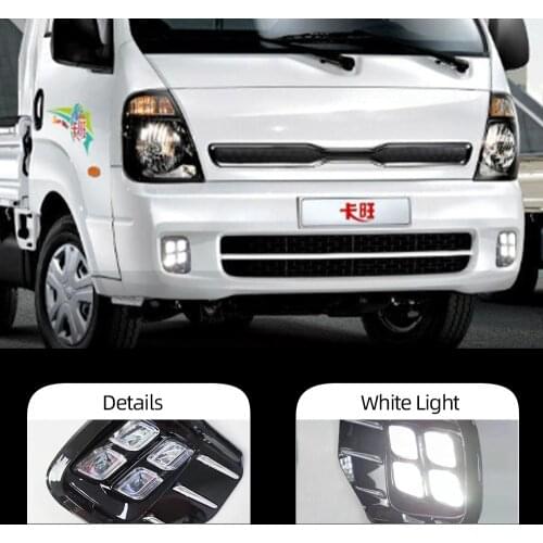 Car Flashing 2PCS For KIA bongo 2012 - 2015 2016 2017 2018 2019 Car Daytime Running Light Front Bumper Fog light Lamp LED DRL