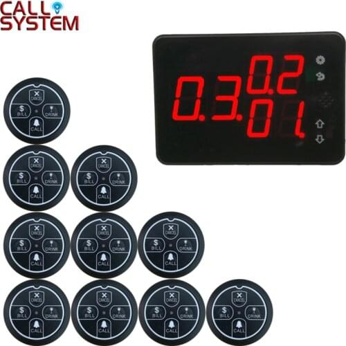 99 channel Wireless Waiter Calling Bell System Restaurant Service Caller 1 Receiver Host + 10 4-key Call Button Transmitter