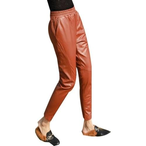 Real leather pants women full leather pencil pants fashion Leather Pants