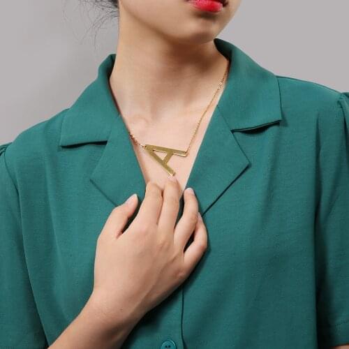 FANSHIDI Stainless Steel Initial Letter Necklaces Alphabet Pendant Necklace For Women Gold Color A-Z Charm Choker