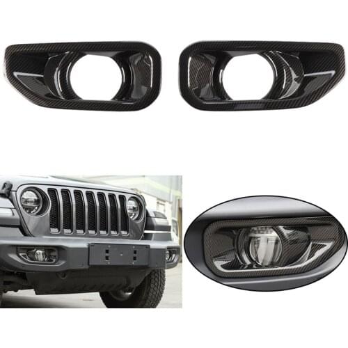 Pair ABS Chrome/Black/Red Front Fog Light Covers For Jeep Wrangler JL 2018 + Bumper Lamp Trim Molding Garnish Frame Car Styling