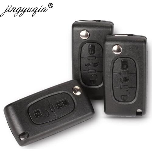 Jingyuqin 2/3 Button Flip Fob Car key Case Shell for Peugeot 207 307 308 407 607 807 Partner Citroen C2 C3 C4 C5 C6 Xsara