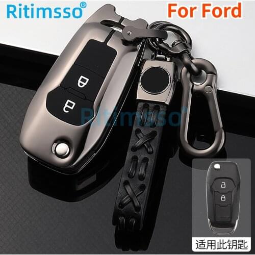 Zinc Alloy Car Folding Key Case Cover for Ford Fusion Fiesta Mondeo Escort F-150 F-250 Explorer Ranger Kuga 2 Focus MK3