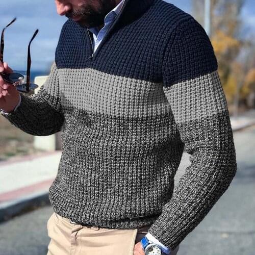 Color Bock Men Knitted Sweater Autumn Winter Warm Pullover Jumper Plus Size Long Sleeve Casual Oversize Man Knitwear Tops