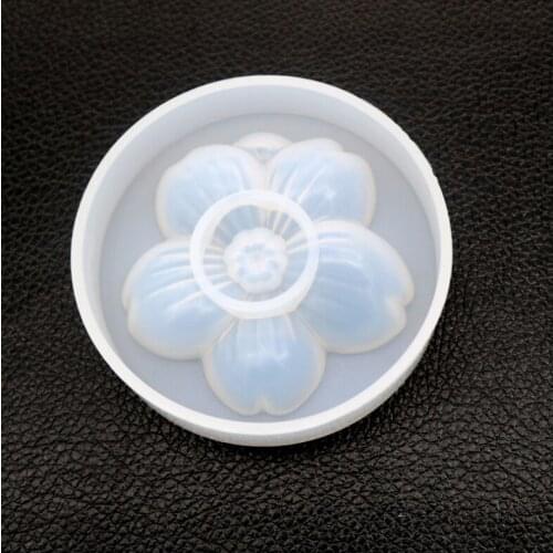 DIY Crystal Epoxy Mould Single Cherry Blossom Mold Manual Mirror Pendant with Hole Silicone