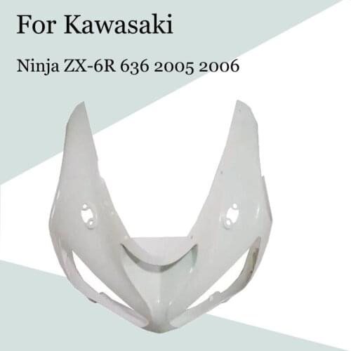 For Kawasaki Ninja ZX-6R 636 2005 2006 Motorcycle Unpainted Head Fairing Nose Front Upper ABS Injection Fairing Accessories