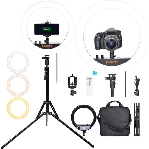 Fosoto FT-240RL 14 Inch Photographic Lighting 3000-6000K Ring lamp Camera Phone led Ring Light With Tripod And Remote For Makeup