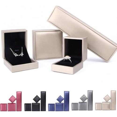 Faux Leather Pendant Ring Display Box Bracelet Necklace Jewelry Storage Case Ring Display For Woman Gift Earrings Packaging Box