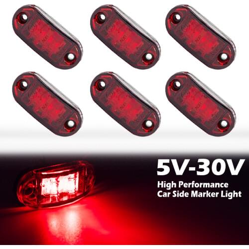 6x 12V-24V Universal 2 Led Clearance Side Marker Tail Lamps Auto Led Lights For Trailer Truck Caravan RV Motorcycle Accessories