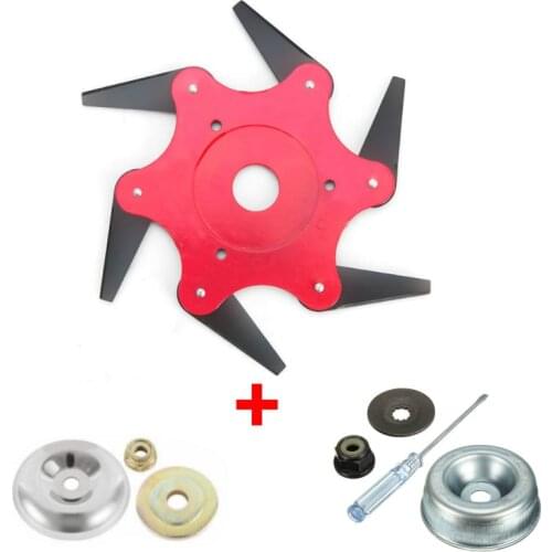 Trimmer head 6 Tooth Blades Razors 65Mn Lawn Mower Grass Weed Brush Cutter Tool with 4 Nut Washer Pressure Screwdriver Stihl