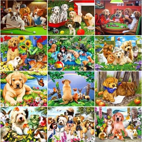 Evershine 5D DIY Diamond Painting Kits Cartoon Cross Stitch Beaded Dog Diamond Embroidery New Arrival Needlework Animal Wall Art