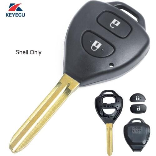 KEYECU Replacement Shell Remote Key Case Fob 2 Button for Toyota Rav4 Corolla Hilux Uncut TOY43 Blade