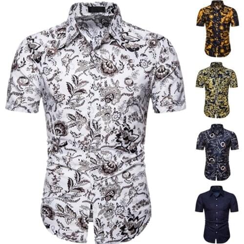 2021 Summer New Hawaiian Printed Shirt Set Fashion British Mens Casual Beach Style Short Sleeve Shirt Shorts Two-piece M-5XL
