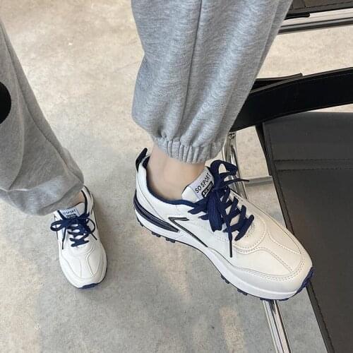 White Vulcanized Shoes Breathable Outdoor Sports Running Training Women Casual Flats PU Leather Fashion 2021 Spring New Sneakers