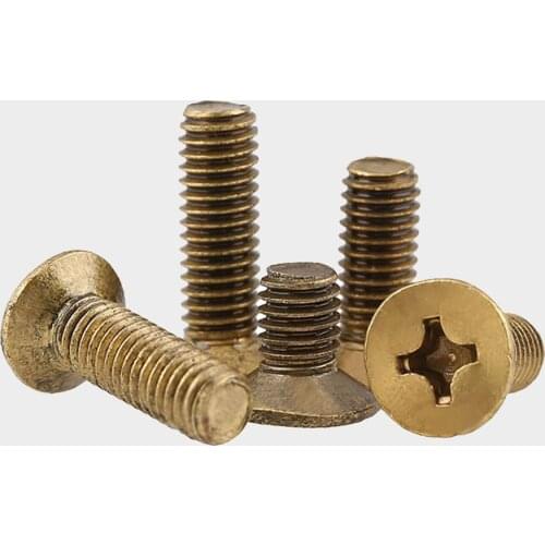 M2 M2.5 M3 M4 M5 M6 Brass Flat Head Phillips Machine Screws Countersunk Head Cross Screws Bolts