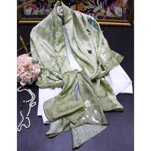 Magpie Ascends The Plum Print Pashmina TOP Grade Lady Silk Scarf Shawl Headband Ring Scarves Multi-use Drop Shipping CJ52