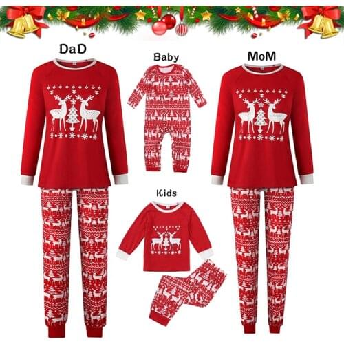 2021 Fashion Christmas Family Pajamas Suits Red Matching Outfits Family Christmas Parent-child Home Wear Clothes New Years Gift