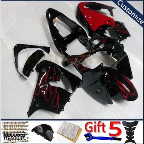 Motorcycle bodywork kit For ZX9R 2002 2003 ZX-9R 02 03 ZX 9R ABS plastic Fairings hull Custom red flames