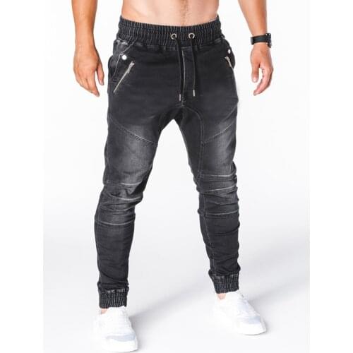 Mens Vintage Stretch Cotton Jeans Blue Skinny Jogging Smart Casual Denim Frenum Jeans Cargo Loose Biker Pants Pure Color M-3XL