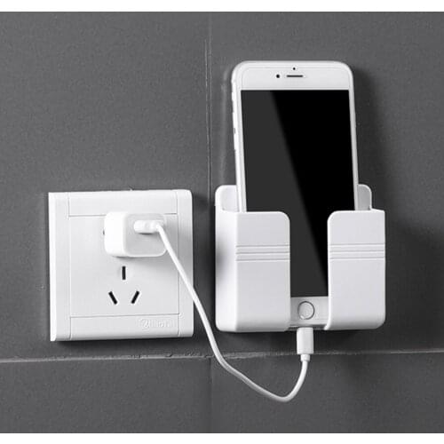 Wall Mounted Organizer Storage Box Remote Control Mounted Mobile Phone Plug Wall Holder Charging Multifunction Holder Stand