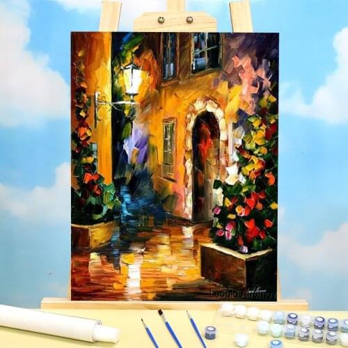 Night Town DIY Painting By Numbers Package Acrylic Paints 50*70 Canvas Painting Loft Wall Picture For Wholesale