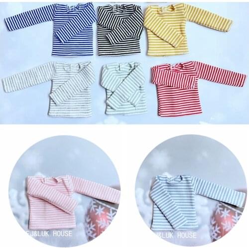 NEW Blyth clothes Cotton T-shirt Stripe Long Sleeve Shirt for Pullip Blyth 1/6 Dolls Accessories Clothes
