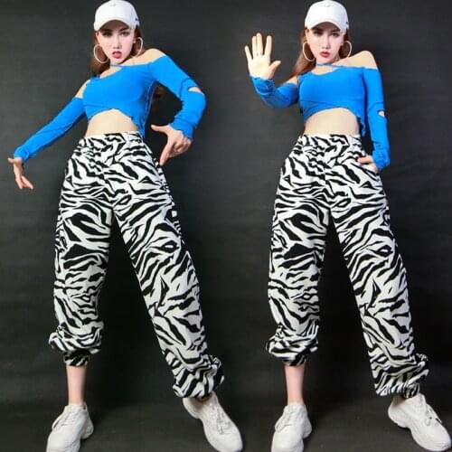 Jazz Dance Hip-Hop Girl Group Collective Performance Clothes Jazz Street Striped Leggings Casual Suit Pole Dance Clothing SL4976