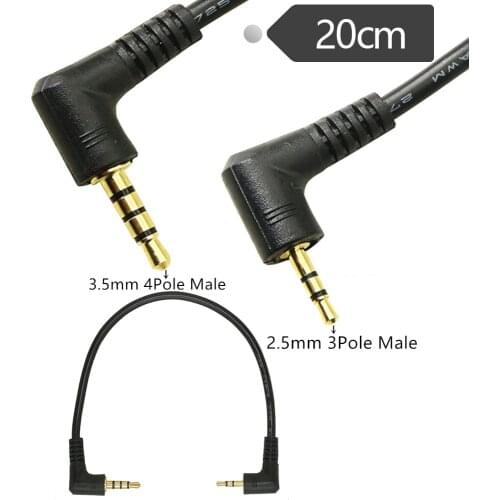 ERE 90 Degree Right Angle 3.5mm 4 Pole Male to 2.5mm 3 Pole Male Headset Stereo Audio Aux Extender Stereo Jack Cable 3.5 / 2.5