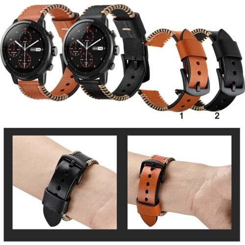 20mm 22mm Luxury Durable Leather Band Strap For Huami Amazfit Stratos 2 2S 3 for GTR 2 GTR 47mm Strap Watch Accessories