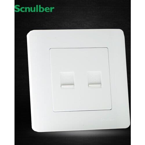Luxury white 86 standard two gang computer internet PC wall switch socket