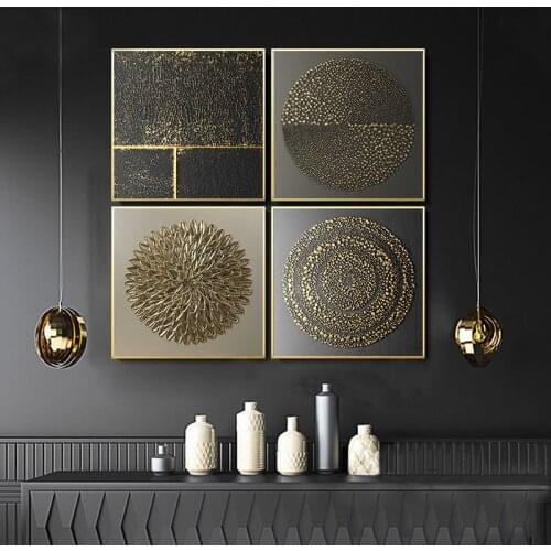 Luxury Home Wall Art Abstract Decor Posters Canvas Painting Retro Golden Art Print for Living Room Classical Design Wall Picture