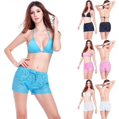 Sexy Hips 2016 Leisure Loose Pattern Floral Design Adjustable Tie Sexy Petty Lace Short Pants 4 Colors