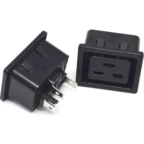 Black CE Triprong 16A 250V IEC320 C20 C19 PDU UPS Power Receptacle outlet Connector Panel mount electrical AC power socket