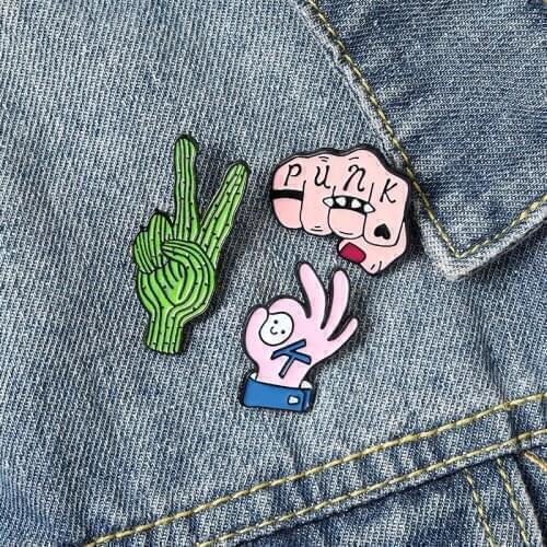 Fist Gesture brooch Creative Punk Style Gesture brooch Backpack Denim Collarcollar brooch